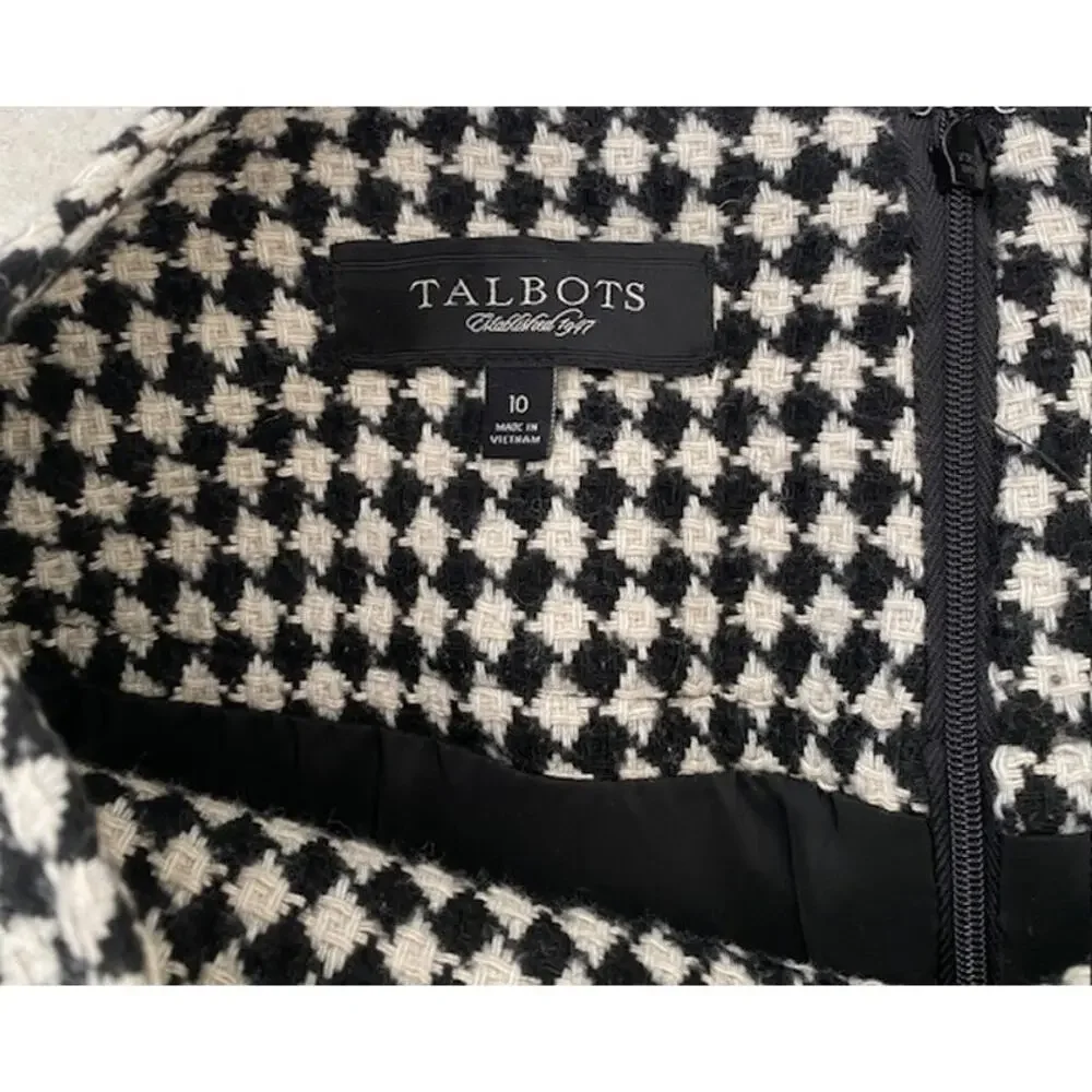 Talbots Black and White Check Wool Pencil Skirt - Size 10 - Picture 3 of 5
